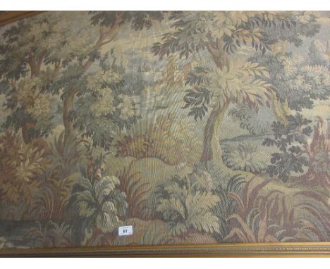 Large gilt framed machine woven verdure tapestry picture, 4ft x 6ft approximately, gilt framed