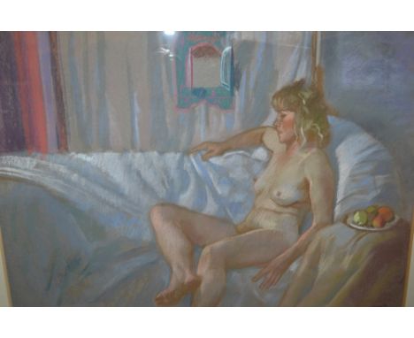 Ken Symonds, pastel portrait of a seated nude female, signed, 18ins x 25ins