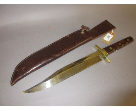10in Bowie knife by William Rogers, Sheffield with leather scabbard