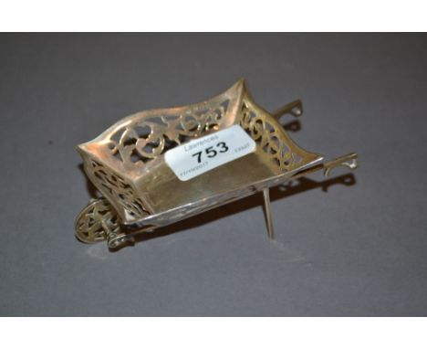 Early 20th Century Birmingham silver novelty trinket dish in the form of a garden wheelbarrow