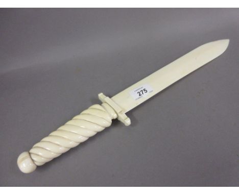 Late 19th or early 20th Century ivory paper knife in the form of a dagger
