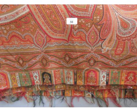 Large Paisley pattern shawl / table cover, approximately 128ins x 62ins