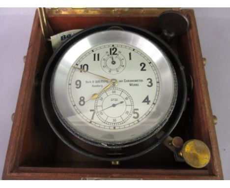 20th Century mahogany marine chronometer by Wempe of Hamburg, numbered 2732