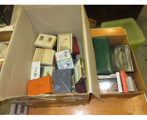 Box containing a collection of various boxed bridge sets, Happy Families and other games together with a quantity of various 