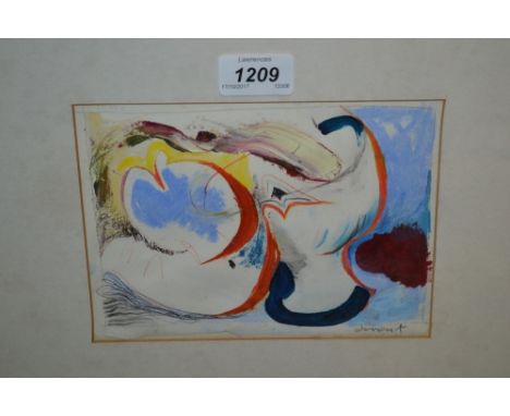 Mixed media on paper, abstract study, signed Durrant?, 5.5ins x 7.5ins
