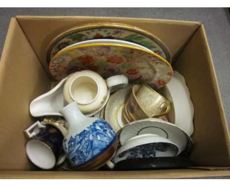 Similar box containing a quantity of various antique porcelain including Worcester dishes (for restoration)