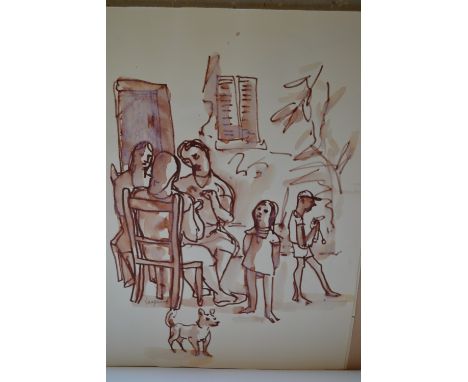 Sidney Horne Shepherd, fifteen unframed watercolours and drawings, portrait, figure and abstract study, all signed