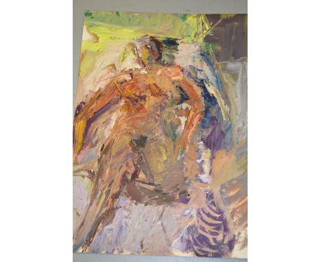 Box containing a large quantity of mixed media paintings on paper, portrait figure and other studies