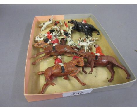 Quantity of Britains and other die-cast metal fox hunting figures