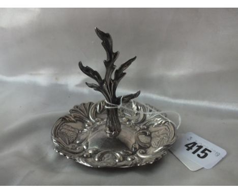 Ring tree base embossed with infants heads, 3.5” dia B’ham 1905          