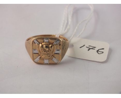 Gents 9ct Bulldog signet ring approx size S  3.4g inc         