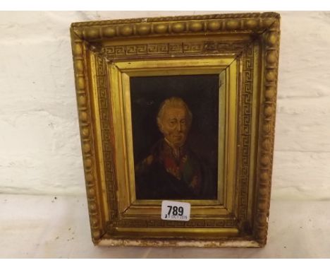 19th Century School - Half Length Portrait of Wellington – on board   5 x 3.5”         