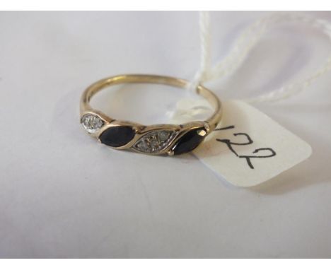 9ct sapphire &amp; diamond ring approx size S    
