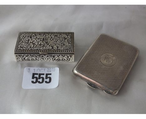 Foreign rectangular patch box, engraved with hinged cover, 2” long, also another       
