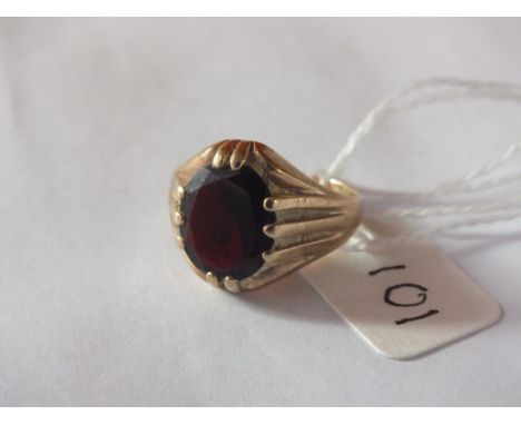 9ct gent garnet set signet ring approx size  L  6g inc         