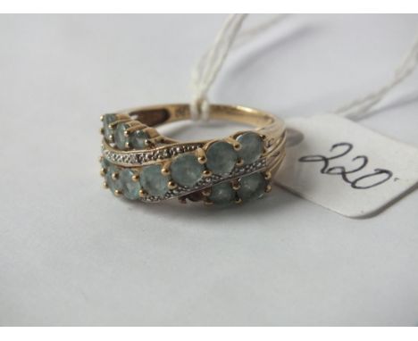 Unusual 9ct blue stone and diamond ring (stone out) approx size O  