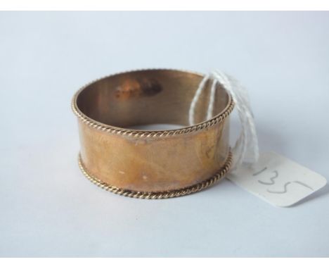 9ct. circular napkin ring, 35mm dia 11.3g.    