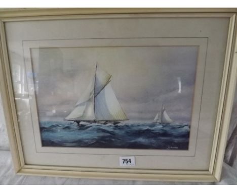 R. Pearson – Racing Yatch in a freshen wind – Signed   