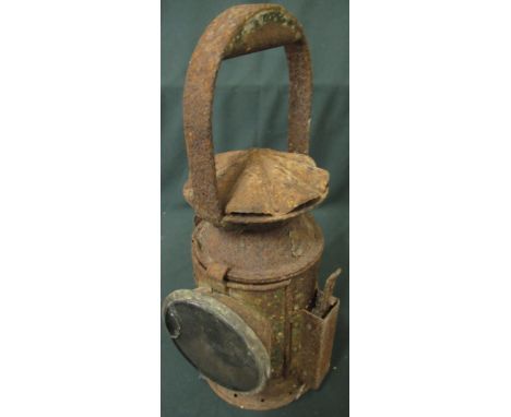 War Department railway hand lamp dated 1943, stamped with crows foot 