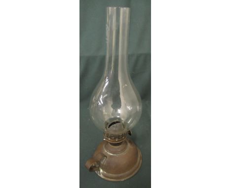 Brass railways signal box lamp with glass shade 