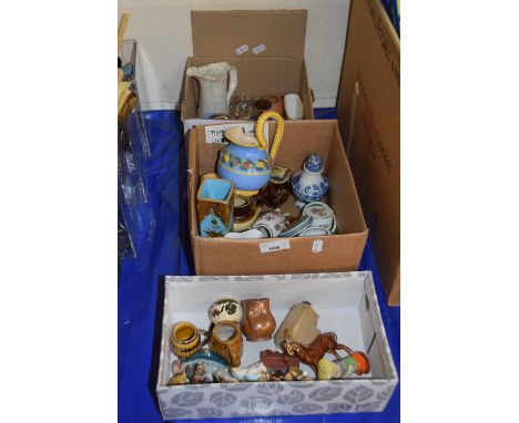 Mixed Lot: Various ceramics and glass wares to include Wade Whimsies, various miniature jugs and vases and other items