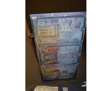 A modern architectural print on board, unframed