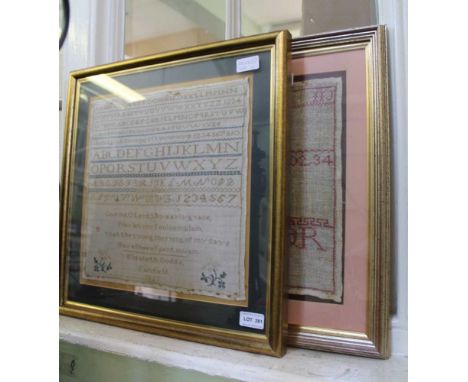 TWO MOUNTED &amp; GLAZED TAPESTRY SAMPLERS 