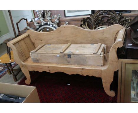 A PINE SWEDISH DESIGN THREE-SEATER BENCH 