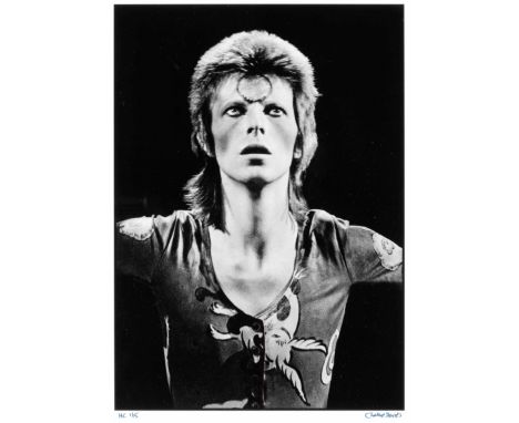 Chalkie Davies (Welsh, born 1955)David Bowie, Staring Into Space, 1973, printed laterblack and white archival print, signed a