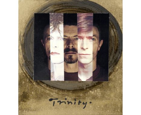 Edward Bell (British)Trinity, 2017mixed media on card portrait of David Bowie, title in black ink, signed indistinctly by the