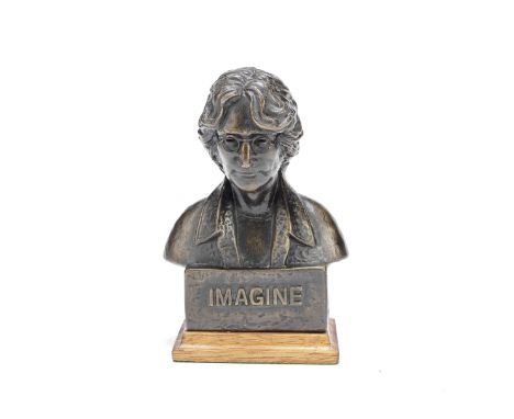 Allen Curran (British, 1933-2000)A Bronzed Bust of John Lennon known as 'Imagine', 1984bronzed fibreglass and resin on lined 