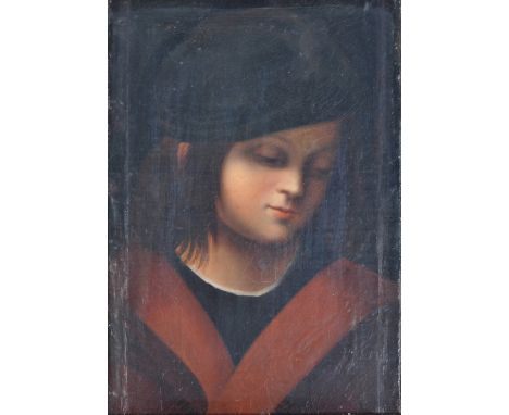 Circle of Guido Reni, Italian Baroque 16th century portrait painting study of a young noble boy set within a gilt wood and ge