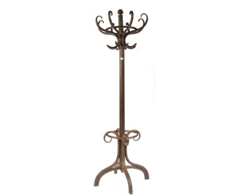 An early 20th Century Edwardian Michael Thonet bentwood hat and coat stand c.1910. Eight branch crown of double hooks with a 