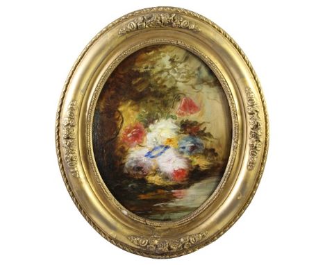 One of a pair, Floral Landscape. French landscape and figure painter known as Narcisse-Virgil Diaz de la Pena. Diaz was a fou