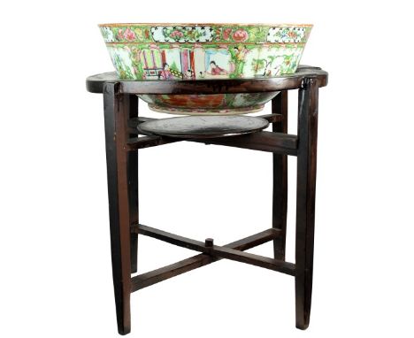 Polychrome enamel decoration porcelain Condition: Slight flaking on rim. As is. Stapled. Size: 6 1/4 X 16 in. Please note tha