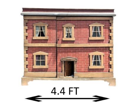 Fabulous two-story Georgian Doll House, with swing front wall opening. Amazing details including carpeted stairs, hanging lan