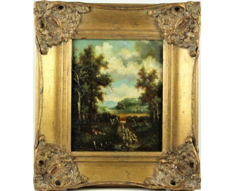 Lovely pastoral scene with sheep, reminiscent of Constable's style and technique capturing natural light and movement. Oil on