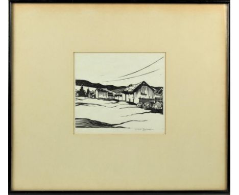 indistinctly signed. Overall size: 13 1/2 x 15 1/2 in. Sight size: 5 1/2 x 6 1/4 in. Please note that all sales are final and