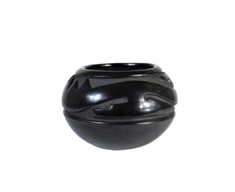 Native American Santa Clara Pueblo, deeply carved black on black bowl, signed by the artist. Maria Margarita "Margaret" Tafoy