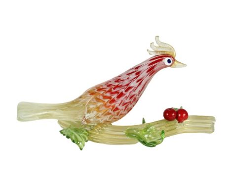 Charming bird on a branch, Murano glass. Size: 7 x 14 in. Please note that all sales are final and no refunds will be given u