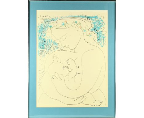 "Mother and Child", framed litho dated 29.4.63 signed. Pablo Picasso is, of course, one of the most famous artists of the twe