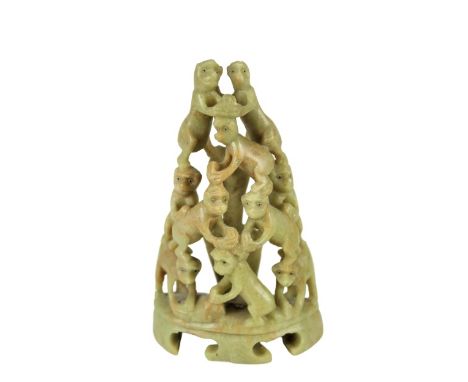 "Pyramid of Monkeys" Size: 4 1/4 x 2 1/2 in. Please note that all sales are final and no refunds will be given under any circ