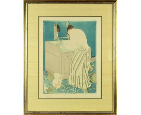 La Toilette, Woman Bathing. The American painter and printmaker Mary Cassatt spent her professional life in Paris, where she 
