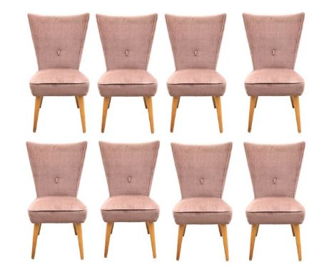 Set of (8) Mid-Century Modern Design with Wood legs. Measurements: 35 1/2 x 18 x 18 in. Please note that all sales are final 