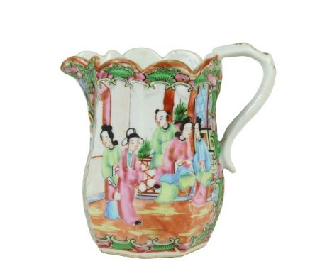 Shaped scalloped rim. Rose Medallion/Rose Mandarin Porcelain Creamer. Size: 5 x 5 1/2 in. Please note that all sales are fina