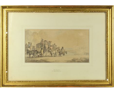 Titled "The Review". Pen and watercolor on paper. Provenance: John Mitchell Fine Paintings. Old Bond Street, London. Overall 