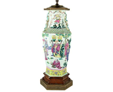 Mounted as a lamp. Depicts immortals in various views. Size: 34 1/2 x 8 in. Please note that all sales are final and no refun