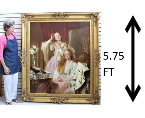 Titled: Emma and Federica Bankes of Soughton Hall, Flintshire, Wales. Signed and Dated 1869 in lower right. Provenance Drewea
