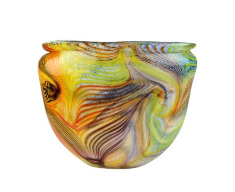 Murano Multi Colored Bowl with white interior. Measurements: 9 x 4 3/4 x 7 in. Please note that all sales are final and no re