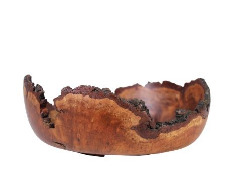 Modern burl wood bowl, signed P. McCrea and dated Dec 04. Each piece of burl wood is totally unique and different from the ne